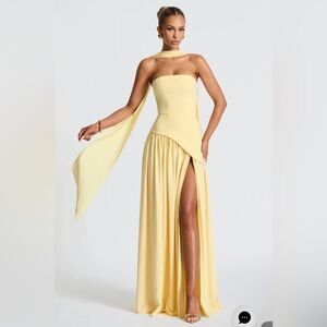 BABYBOO Maliyah Dress with Scarf in Lemon - XS